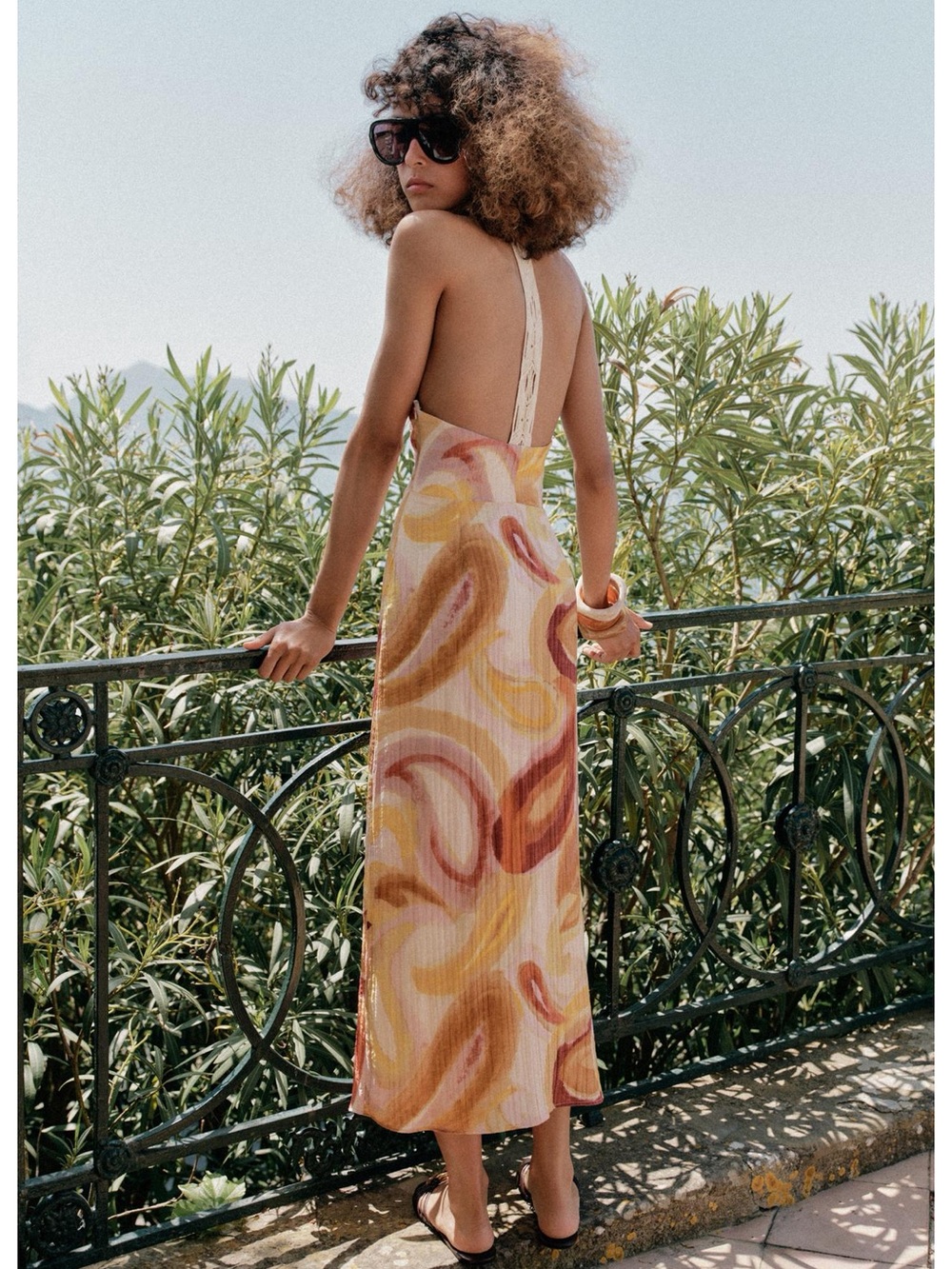 Zara Multicolored Printed With Combination Back Midi Dress - Picture 6 of 10